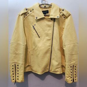 COLLEEN LOPEZ Purple Faux Leather Moto Jacket